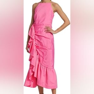 Cinq a Sept ( 5 a 7) Neena Midi Dress In Flamingo pink Sz 6, 12 NWT